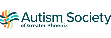 Logo of the Autism Society of Greater Phoenix, featuring a colorful abstract design on the left and the organization's name in bold, dark text on the right.