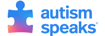 A gradient blue and pink puzzle piece icon next to the words “autism speaks” in bold blue lowercase letters on a white background.