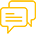 Yellow outline icon of two overlapping speech bubbles, with horizontal lines inside each bubble representing text or conversation.